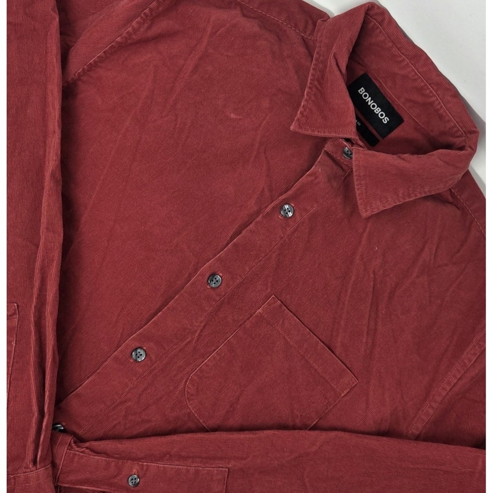 Bonobos Corduroy Button Down Long Sleeve‎ Shirt Mens Size Small Red Slim Fit